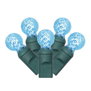 X6G9532 Vickerman - 25 ft 50-Light Outdoor Teal LED G12 Christmas Light String - Green Wire