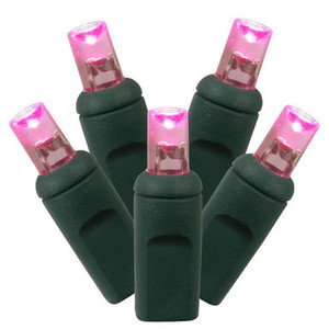 X6G6710T Vickerman - 25 ft 50-Light Outdoor Pink LED Wide Angle Christmas Light String - Green Wire