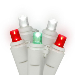 X6W6524 Vickerman - 25 ft 50-Light Outdoor Red White Green LED Wide Angle Christmas Light String - White Wire