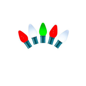 X8GC764 Vickerman - 16 ft 25-Light Outdoor Red White Green LED C7 Christmas Light String - Green Wire