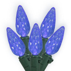 X6G8502 Vickerman - 25 ft 50-Light Outdoor Blue LED C6 Christmas Light String - Green Wire