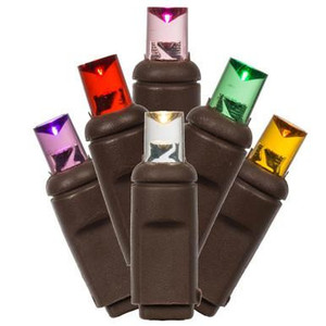 X6B6500PBG Vickerman - 25 ft 50-Light Outdoor Multi Color LED Wide Angle Christmas Light String - Brown Wire