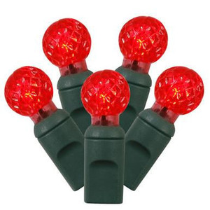 X6G9503 Vickerman - 25 ft 50-Light Outdoor Red LED G12 Christmas Light String - Green Wire