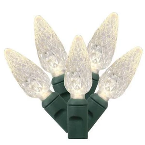 X6G8501PBG Vickerman - 25 ft 50-Light Outdoor Warm White LED C6 Christmas Light String - Green Wire
