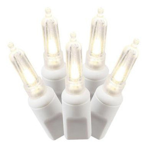 X6W7501PBG Vickerman - 25 ft 50-Light Outdoor Warm White LED Mini Christmas Light String - White Wire