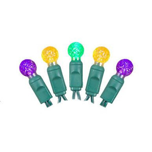 X6G9567 Vickerman - 25 ft 50-Light Outdoor Purple Gold Green LED G12 Christmas Light String - Green Wire