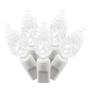 X6W8509PBG Vickerman - 25 ft 50-Light Outdoor Pure White LED C6 Christmas Light String - White Wire