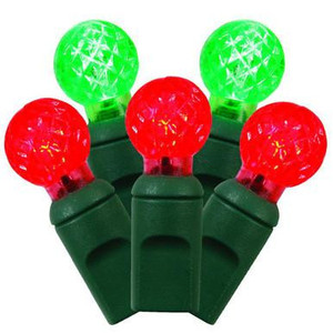 X6G9523 Vickerman - 25 ft 50-Light Outdoor Red Green LED G12 Christmas Light String - Green Wire