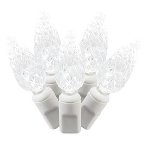 X6W8509 Vickerman - 25 ft 50-Light Outdoor Pure White LED C6 Christmas Light String - White Wire