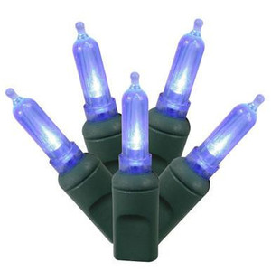 X4G7102 Vickerman - 34 ft 100-Light Outdoor Blue LED Christmas Light String - Green Wire
