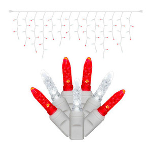  Vickerman X6W3113 9' LED Red-White Icicle Christmas Light String