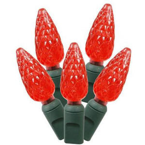 X4G8103 Vickerman - 34 ft 100-Light Outdoor Red LED C6 Christmas Light String - Green Wire