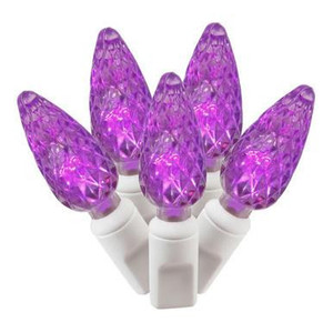 X4W8106 Vickerman - 34 ft 100-Light Outdoor Purple LED C6 Christmas Light String - White Wire