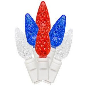  Vickerman X6W8521 - Red White Blue LED 25 ft Christmas Lights - White Wire 