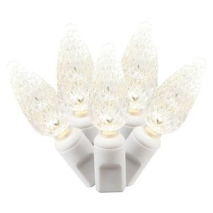 X6W8501PBG Vickerman - 25 ft 50-Light Outdoor Warm White LED C6 Christmas Light String - White Wire