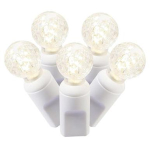 X4W9101PBG Vickerman - 34 ft 100-Light Outdoor Warm White LED G12 Berry Christmas Light String - White Wire