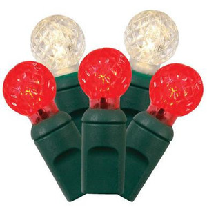 X6G9525 Vickerman - 25 ft 50-Light Outdoor Red Warm White LED G12 Berry Christmas Light String - Green Wire