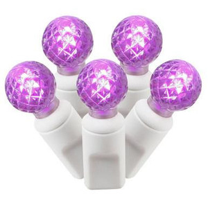 X4W9106 Vickerman - 34 ft 100-Light Outdoor Purple LED G12 Berry Christmas Light String - White Wire