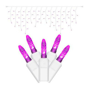 X6W3106 Vickerman - 70-Light Outdoor Purple LED M5 Christmas Light String - White Wire