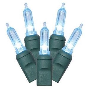 X4G7132 Vickerman - 34 ft 100-Light Outdoor Teal LED Mini Christmas Light String - Green Wire
