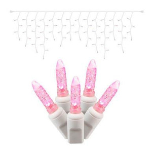 X6W3110 Vickerman - 70-Light Outdoor Pink LED M5 Christmas Light String - White Wire
