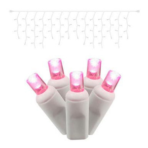 X6W3310 Vickerman - 70-Light Outdoor Pink LED Wide Angle Christmas Light String - White Wire