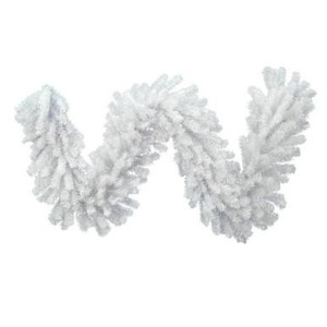  Vickerman A805818 – 9 ft Flocked Crystal White Garland – Unlit 