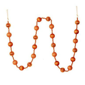 Vickerman M183518 6 ft Brown Brown Orange Stripe Ball Ornament Garland Unlit