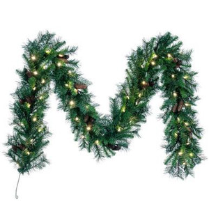 Vickerman A800912LED 9 ft Green Cheyenne Garland Warm White LED