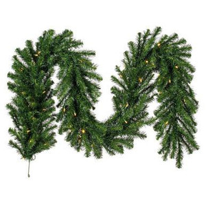  Vickerman A808816LED – 9 ft White Douglas Fir Garland – Warm White LED 