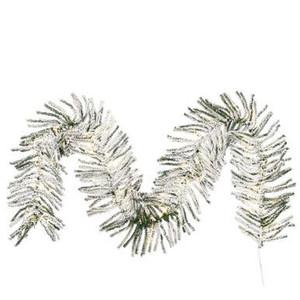  Vickerman K226215LED – 9 ft Flocked Pistol Garland – Warm White LED 