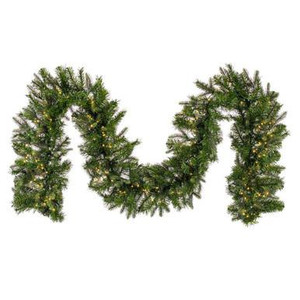  Vickerman K224317LED – 9 ft White Douglas Fir Garland – Warm White LED 