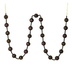 Vickerman M183575 6 ft Chocolate Stripe Ball Ornament Garland Unlit