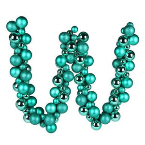 Vickerman N191242 6 ft Teal Assorted Ornament Ball Garland Unlit