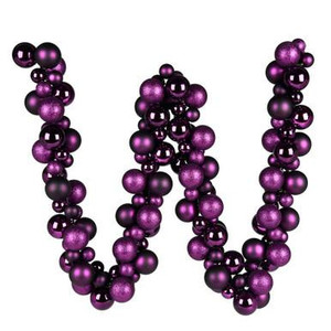 Vickerman N191226 6 ft Plum Assorted Ornament Ball Garland Unlit