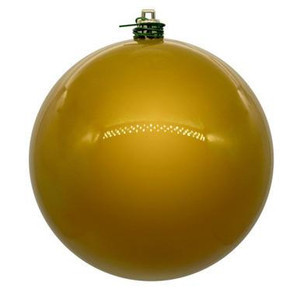 Vickerman N591046DPV - 4" Medallion Gold Ball Christmas Ornament - Outdoor Use - 6 Pack