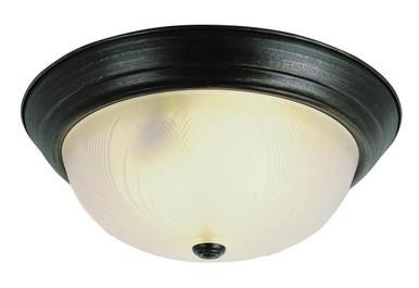 Trans Globe Lighting Trans Globe 58800 ROB – 11" Rubbed Oil Bronze Ceiling Light – Frosted Leaf Pattern Glass 