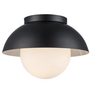 Trans Globe Lighting Trans Globe 16220 BK – 10" Black Shade Ceiling Light with White Globe Cover 