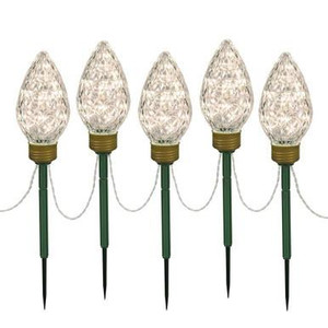 Vickerman X106431 – 10FT C9 Warm White LED Lawn Stake Light Set – 24" Spacing