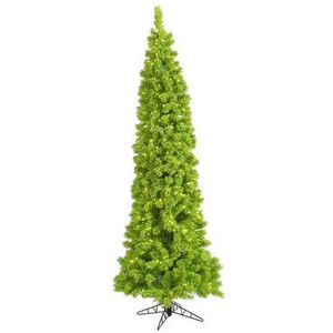 Vickerman K168546LED - 4.5' Flocked Lime Pencil Fir Pre-Lit Christmas Tree with Lime LED Lights