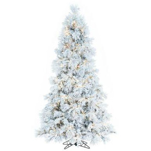 Vickerman K171146LED - 4.5' Flocked Slim Atka Pine Pre-Lit Christmas Tree with Warm White LED Lights