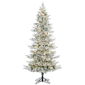 Vickerman K173291LEDCC - 12' Flocked Slim Kiana Pine Pre-Lit Christmas Tree with Color Changing 3mm LED Lights