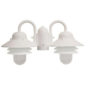 White Dual Head Nautical Composite Post Top Light – 2 x E26 Medium Base