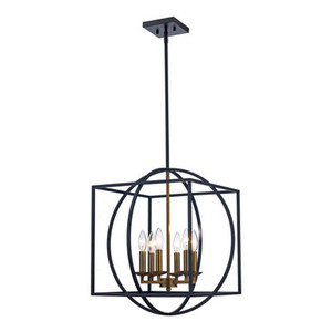 Trans Globe 11186 AG-BK - Antique Gold and Black 6-Light Arzio Chandelier