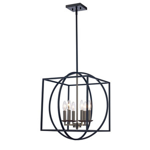 Trans Globe 11186 BN-BK - Brushed Nickel and Black 6-Light Arzio Chandelier