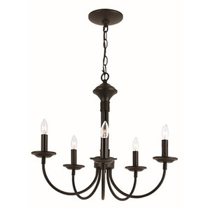 Trans Globe 9015 BK - Black 5-Light Candle Chandelier