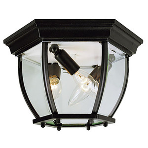 Trans Globe 4906 RT Angelus 3-Light, Beveled Glass, Outdoor Flush Mount Ceiling Light with Open Base