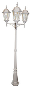 Trans Globe 4995 WH Classical 98-In. 3-Light, 3-Lantern Head, Complete Outdoor Lamp Post Light