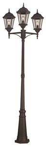 Trans Globe 4995 BK Classical 98-In. 3-Light, 3-Lantern Head, Complete Outdoor Lamp Post Light