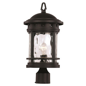 Trans Globe 40373 BK Boardwalk Collection 1-Light, Ring Top Lantern Head with Water Glass